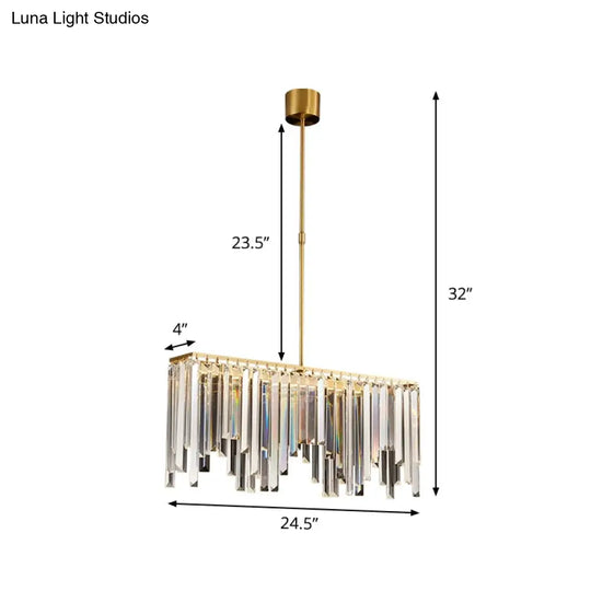 Led Island Light With Brass Finish & Crystal Flute Design - Stylish Hanging Lamp For Tables