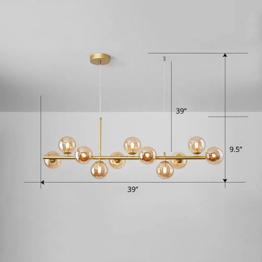 Led Island Pendant Light: Postmodern Glass Bubble Lamp For Dining Room 11 / Gold Cognac