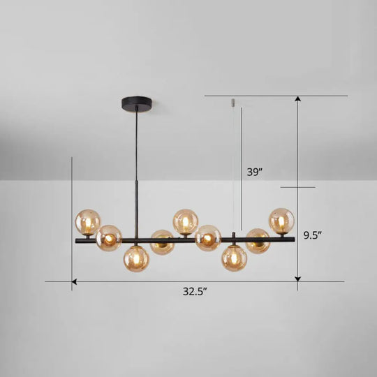 Led Island Pendant Light: Postmodern Glass Bubble Lamp For Dining Room 9 / Black Cognac