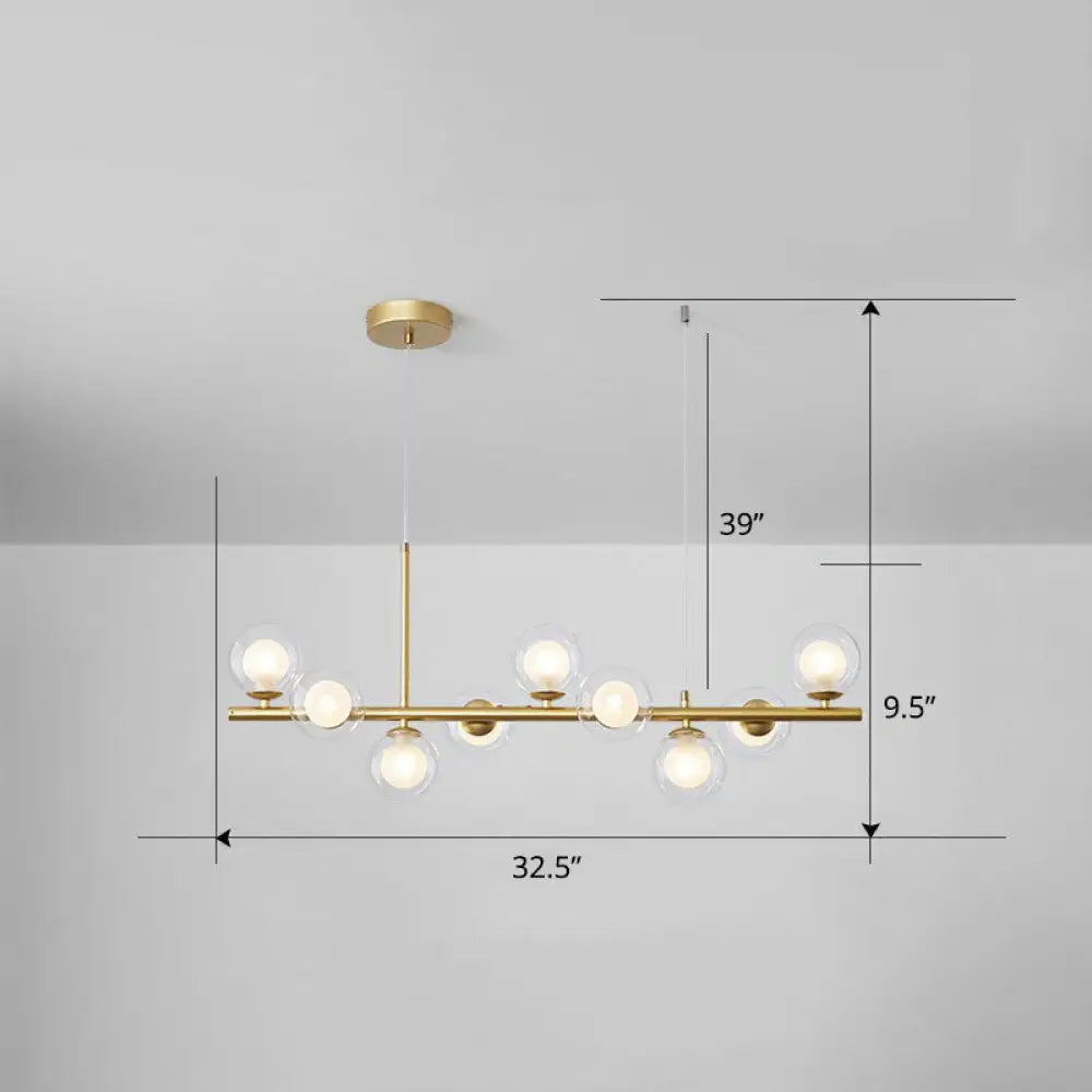 Led Island Pendant Light: Postmodern Glass Bubble Lamp For Dining Room 9 / Gold Clear