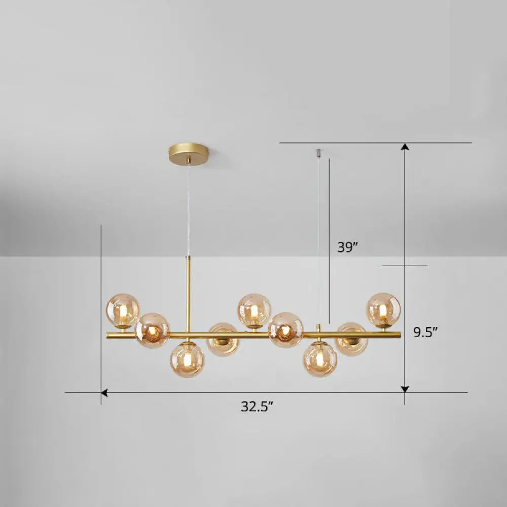 Led Island Pendant Light: Postmodern Glass Bubble Lamp For Dining Room 9 / Gold Cognac