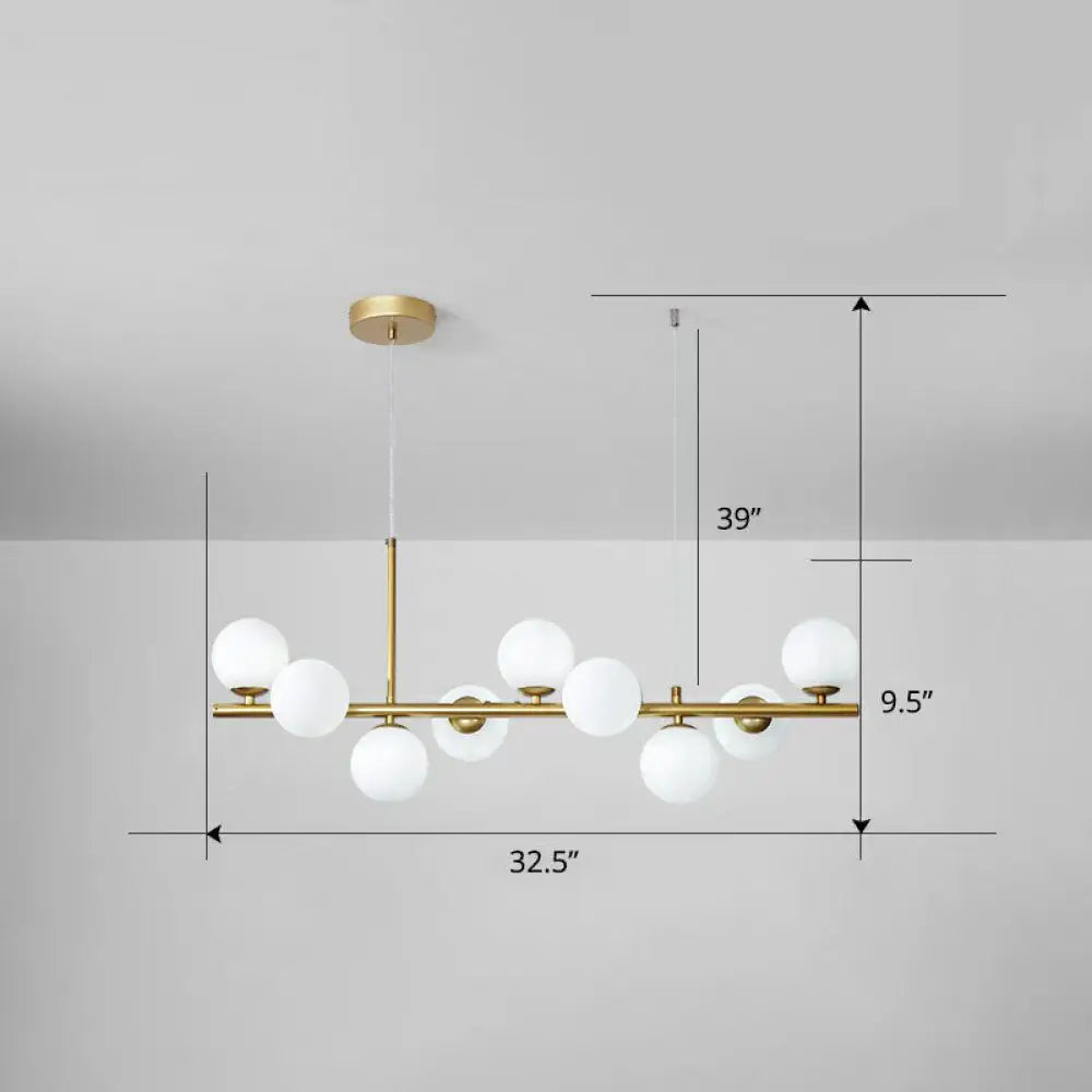 Led Island Pendant Light: Postmodern Glass Bubble Lamp For Dining Room 9 / Gold Milk White