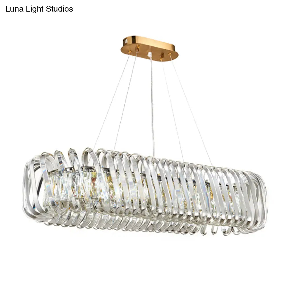 Led Island Pendant With Clear Crystal Shade - Contemporary Hanging Light Fixture