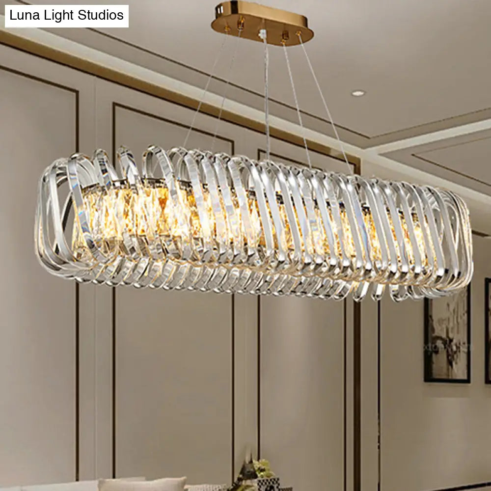 Led Island Pendant With Clear Crystal Shade - Contemporary Hanging Light Fixture