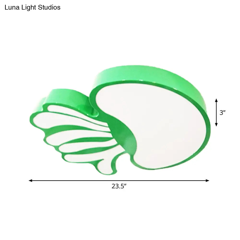 Led Jellyfish Flush Mount Lamp: Green Nursery Ceiling Lighting