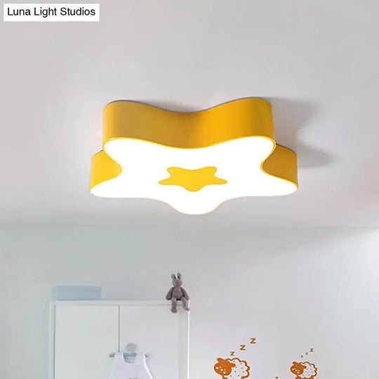 Led Kids Flush Mount Lighting - Star Kindergarten Acrylic Light In Red/Yellow/Blue