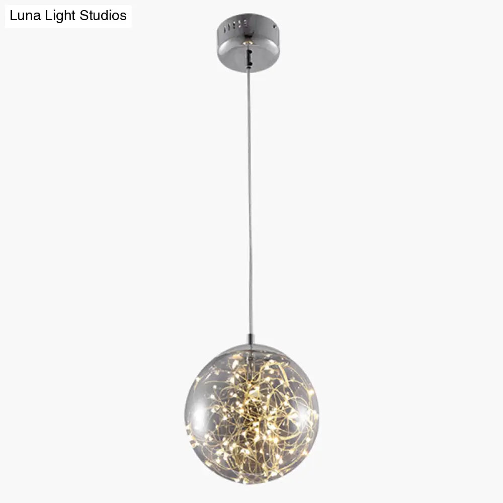 Led Kitchen Flush Mount Light - Stainless-Steel Starry Ceiling Lighting With Glass Shade