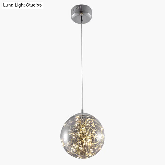 Led Kitchen Flush Mount Light - Stainless-Steel Starry Ceiling Lighting With Glass Shade