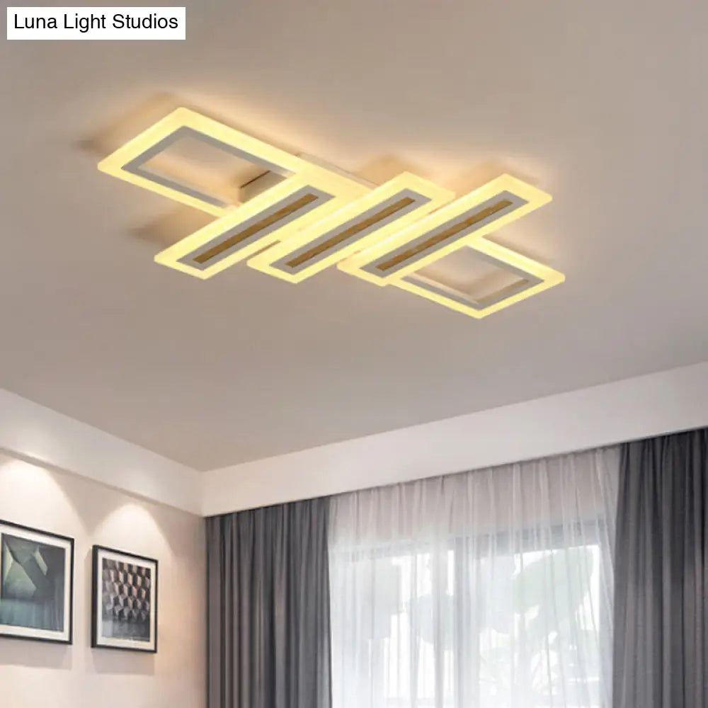 Led Linear Ceiling Lighting - Metal White Flush Mount Light Diffuser Included Multiple Sizes