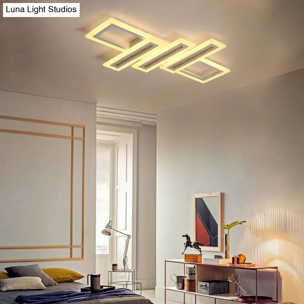 Led Linear Ceiling Lighting - Metal White Flush Mount Light Diffuser Included Multiple Sizes