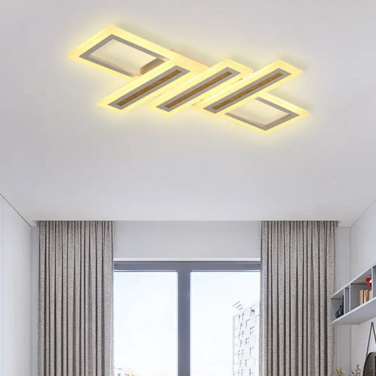 Led Linear Ceiling Lighting - Metal White Flush Mount Light Diffuser Included Multiple Sizes