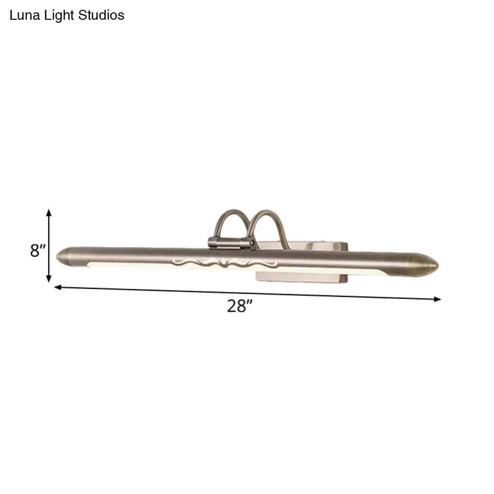 Led Linear Vanity Sconce In Classic Bronze/Brass Wall Mounted Lamp White/Warm Lighting Sizes: