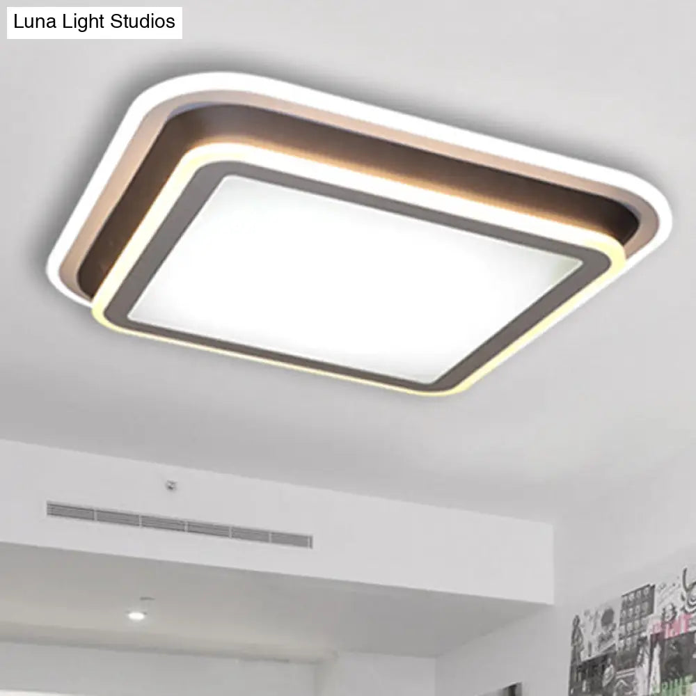 Led Living Room Flush Mount Ceiling Light With Square/Rectangular Acrylic Shade In Warm/White -