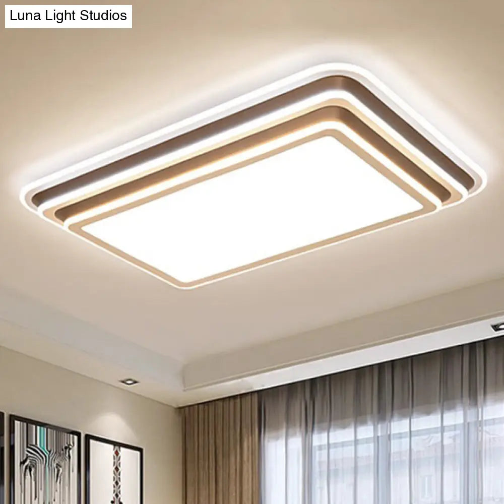 Led Living Room Flush Mount Ceiling Light With Square/Rectangular Acrylic Shade In Warm/White -