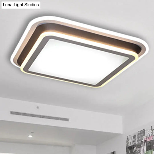 Led Living Room Flush Mount Ceiling Light With Square/Rectangular Acrylic Shade In Warm/White -