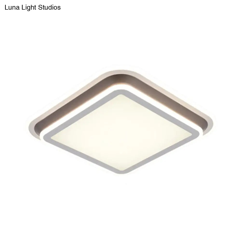 Led Living Room Flush Mount Ceiling Light With Square/Rectangular Acrylic Shade In Warm/White -