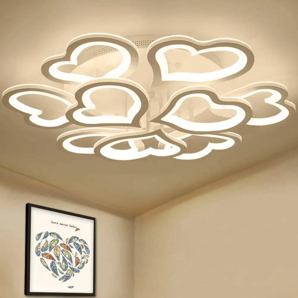 Led Loving - Heart Acrylic Ceiling Mount Light - Contemporary White Lamp For Game Room 12 /