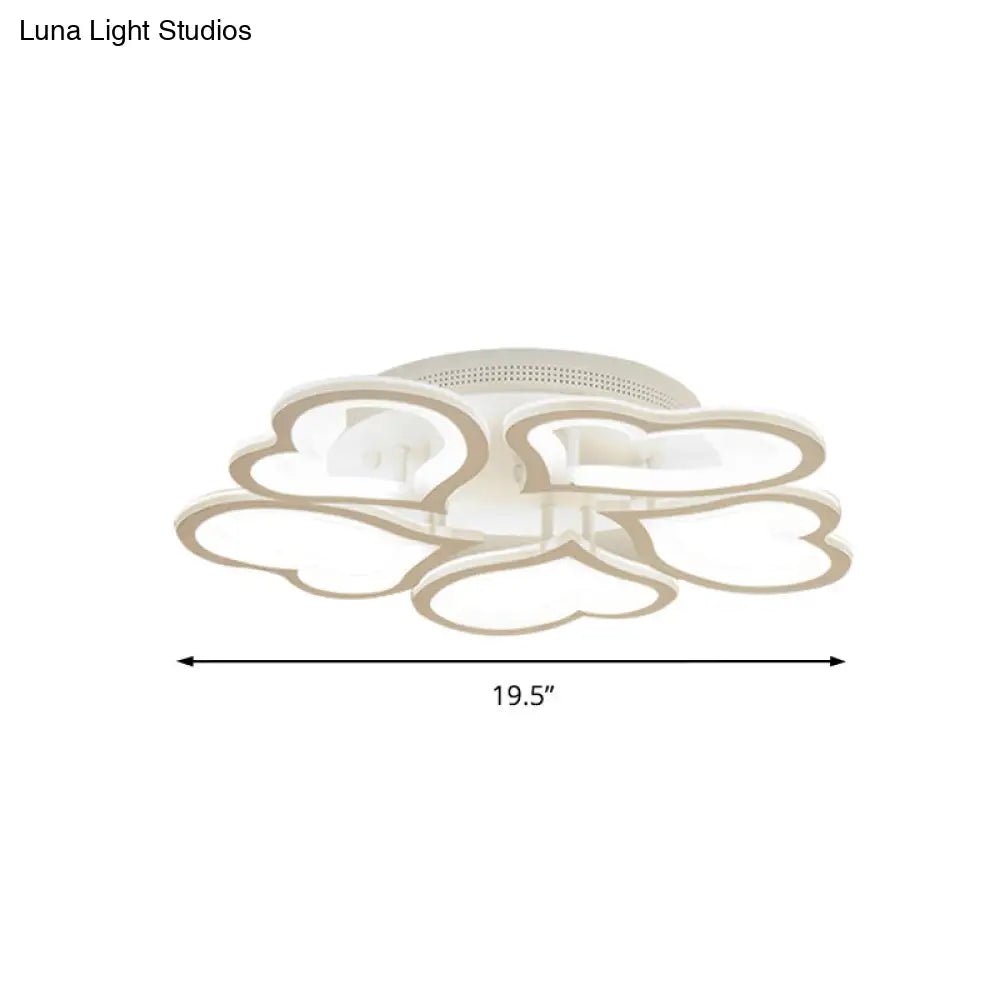 Led Loving-Heart Acrylic Ceiling Mount Light - Contemporary White Lamp For Game Room