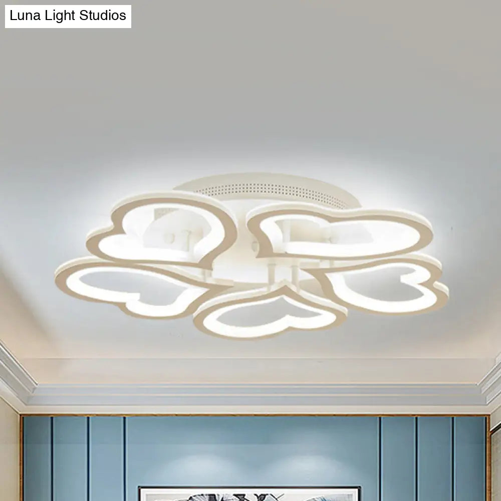 Led Loving-Heart Acrylic Ceiling Mount Light - Contemporary White Lamp For Game Room 5 /