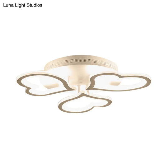 Led Loving-Heart Acrylic Ceiling Mount Light - Contemporary White Lamp For Game Room