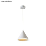 Led Macaron Cone Pendant Light For Dining Table Or Ceiling In Grey/White/Pink