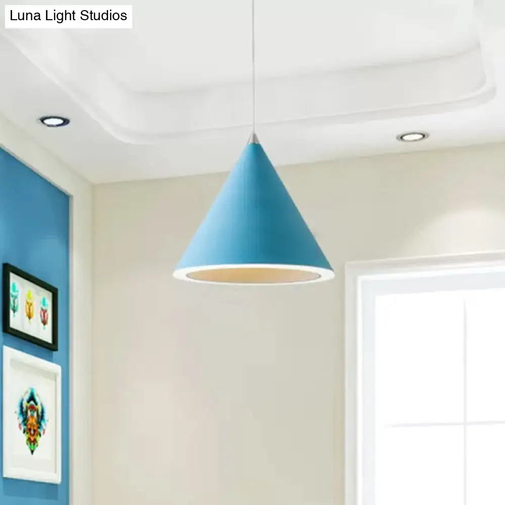 Led Macaron Cone Pendant Light For Dining Table Or Ceiling In Grey/White/Pink