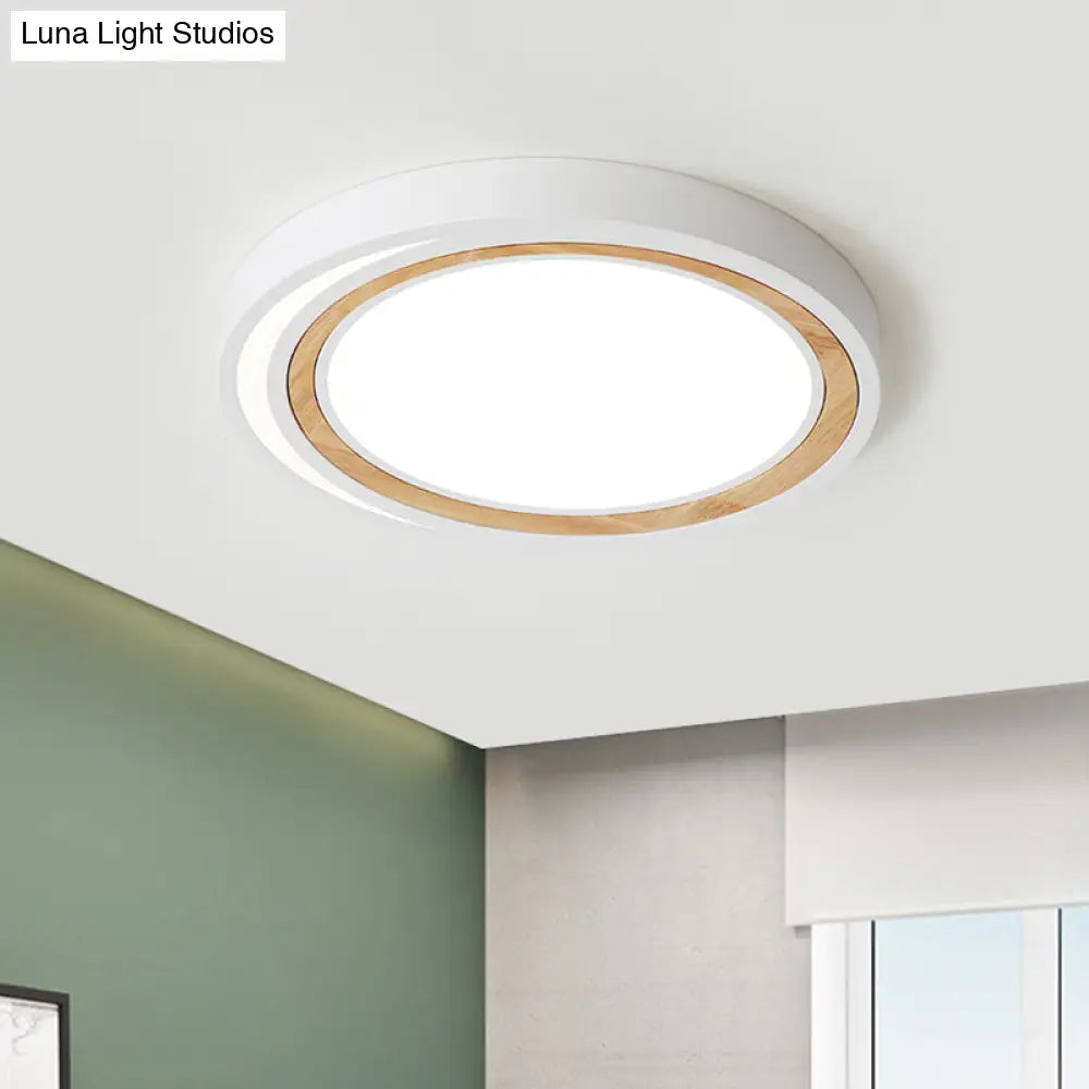 Led Macaron Style Ceiling Lamp For Boys And Girls Bedroom - Acrylic Circle Mount Light White / 16.5