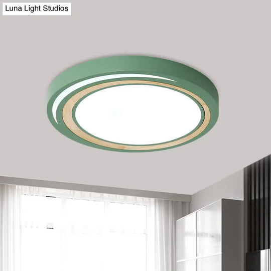 Led Macaron Style Ceiling Lamp For Boys And Girls Bedroom - Acrylic Circle Mount Light