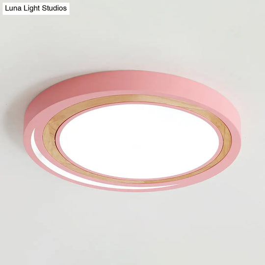 Led Macaron Style Ceiling Lamp For Boys And Girls Bedroom - Acrylic Circle Mount Light