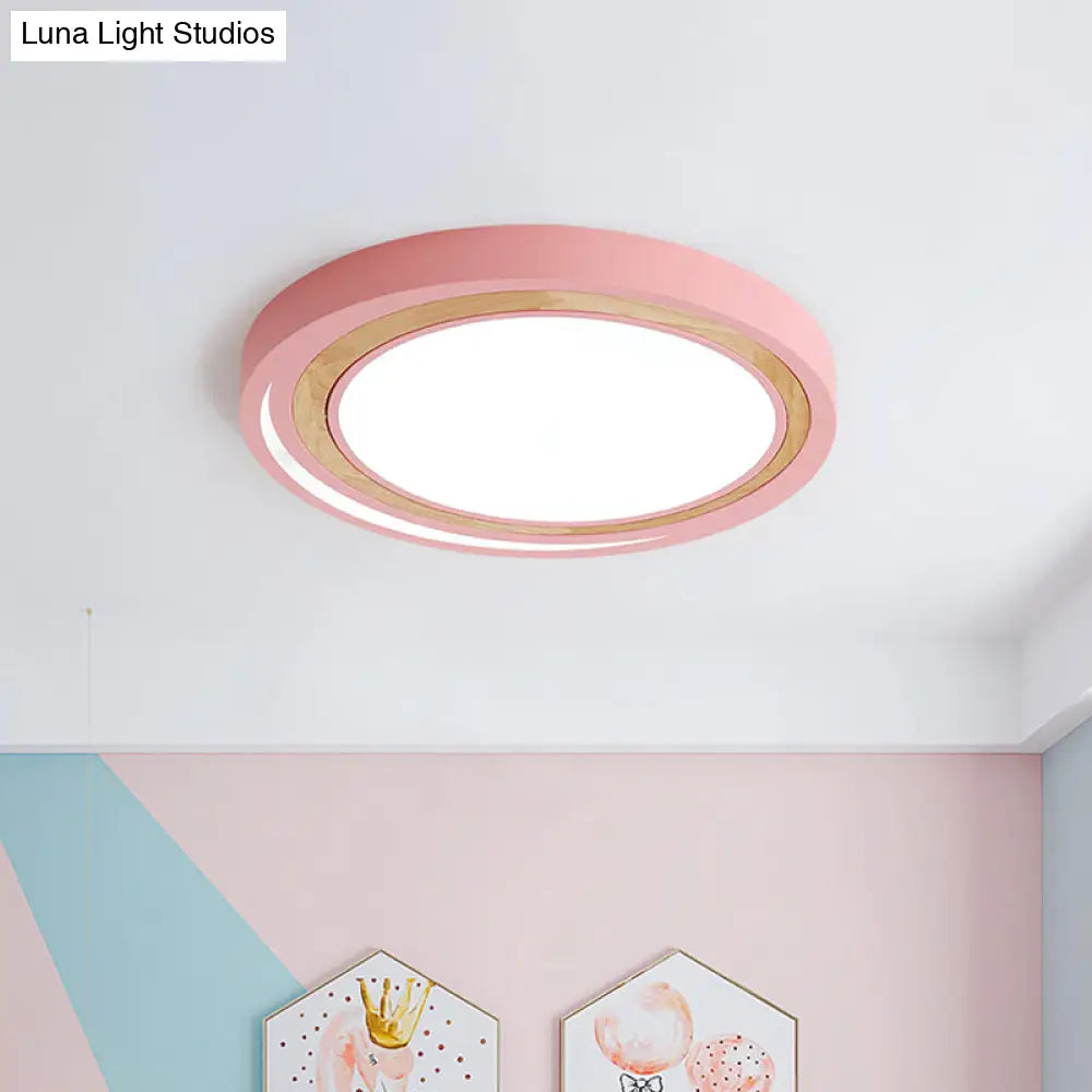 Led Macaron Style Ceiling Lamp For Boys And Girls Bedroom - Acrylic Circle Mount Light