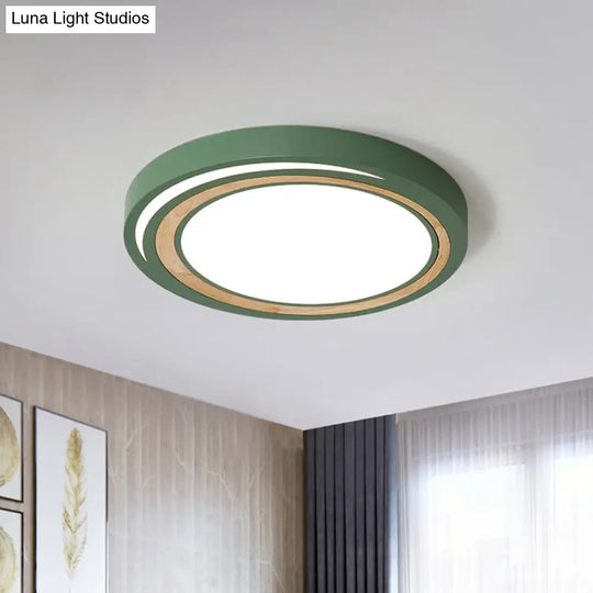 Led Macaron Style Ceiling Lamp For Boys And Girls Bedroom - Acrylic Circle Mount Light