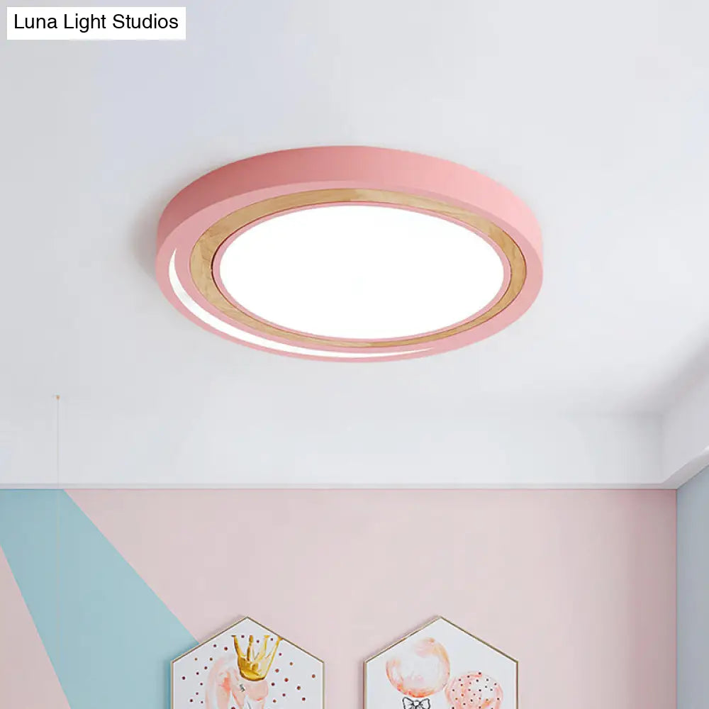 Led Macaron Style Ceiling Lamp For Boys And Girls Bedroom - Acrylic Circle Mount Light