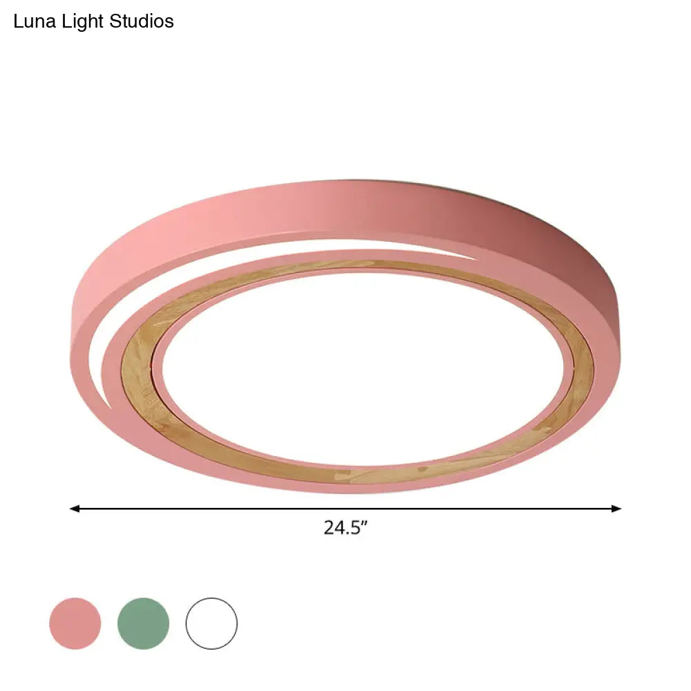 Led Macaron Style Ceiling Lamp For Boys And Girls Bedroom - Acrylic Circle Mount Light