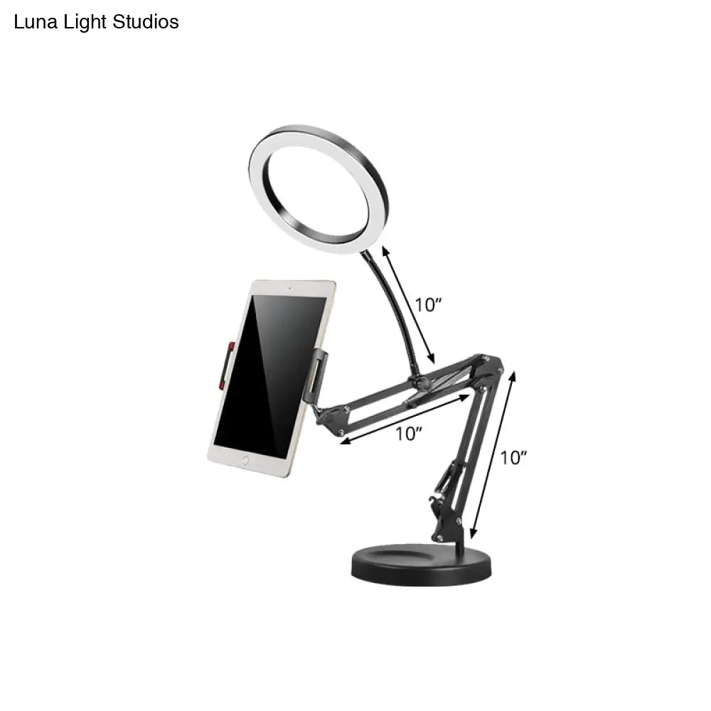 Led Makeup Light Mobile Phone Holder Fill Lamp - Sleek Black With Foldable Arm