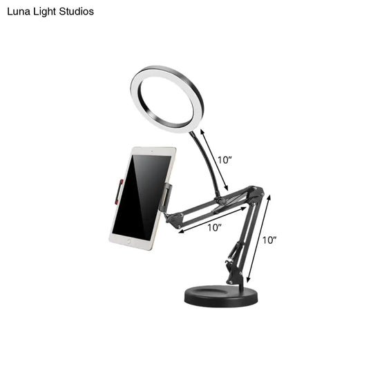 Led Makeup Light Mobile Phone Holder Fill Lamp - Sleek Black With Foldable Arm