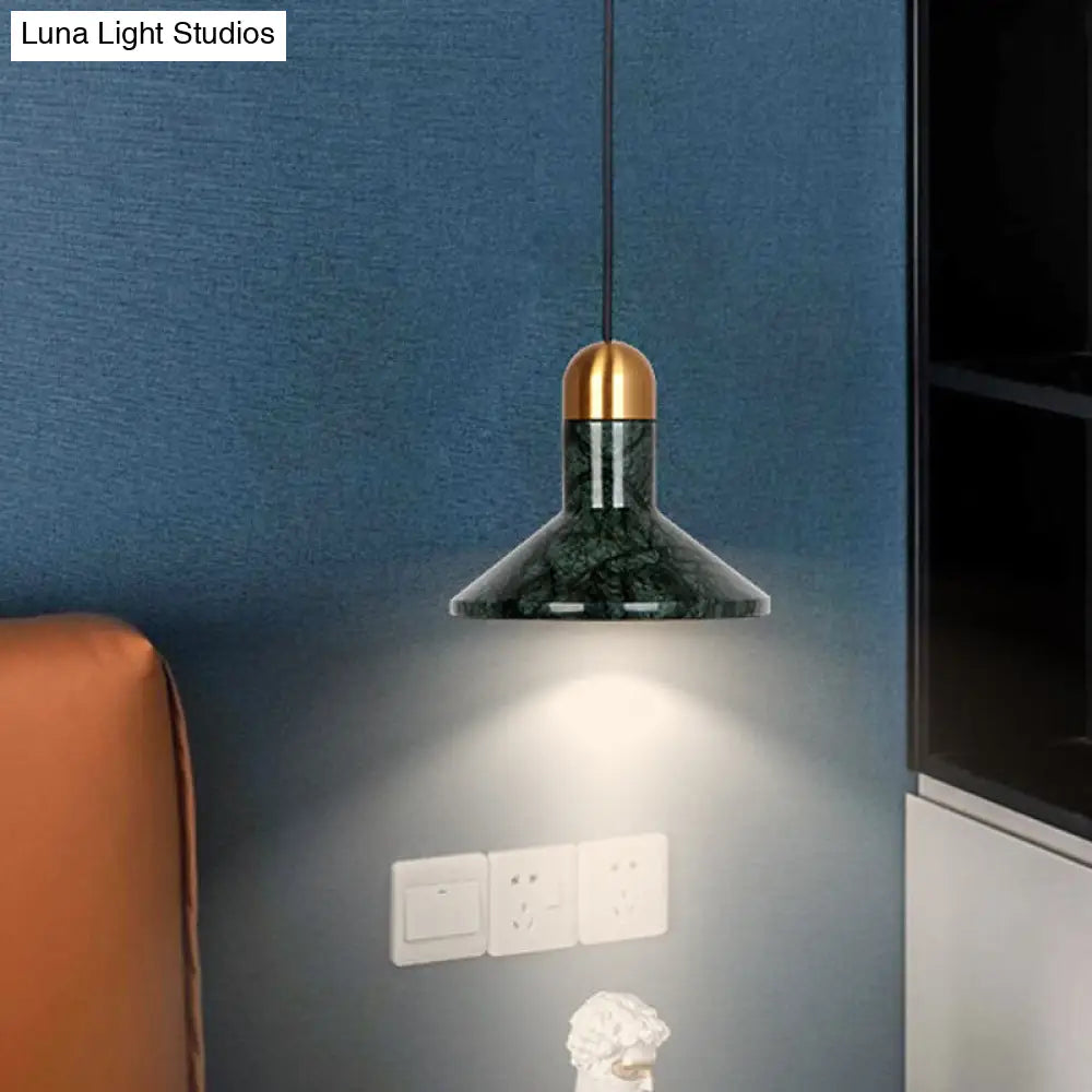 Marble Led Pendant Light Kit - Designer Black/White/Green Hanging Lamp For Living Room Green / B