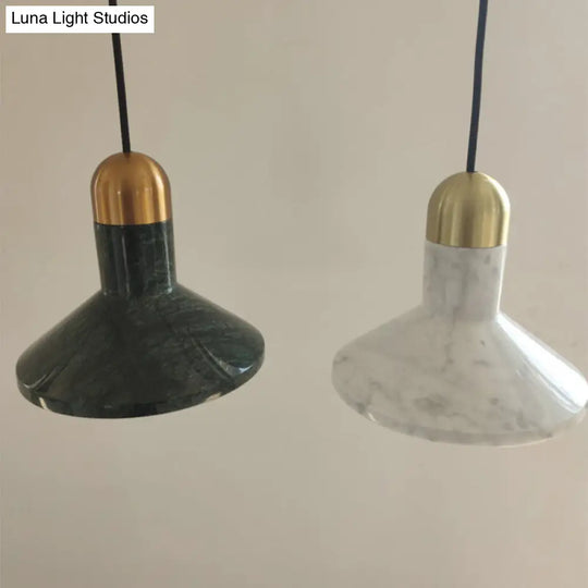 Marble Led Pendant Light Kit - Designer Black/White/Green Hanging Lamp For Living Room White / B