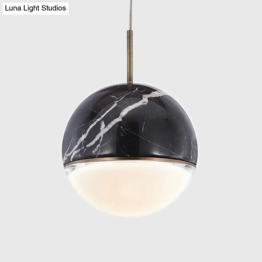 Led Marble Pendant Light Kit In Designer Black/White/Green For Living Room