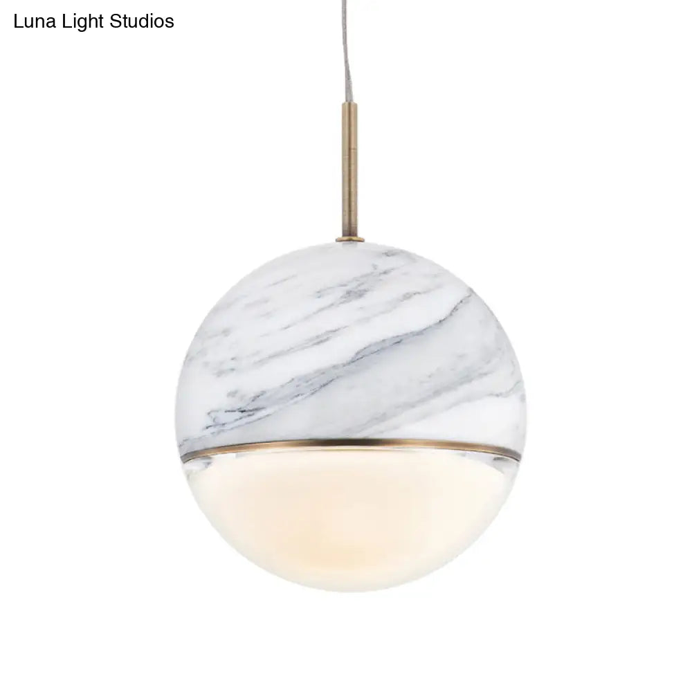 Led Marble Pendant Light Kit In Designer Black/White/Green For Living Room