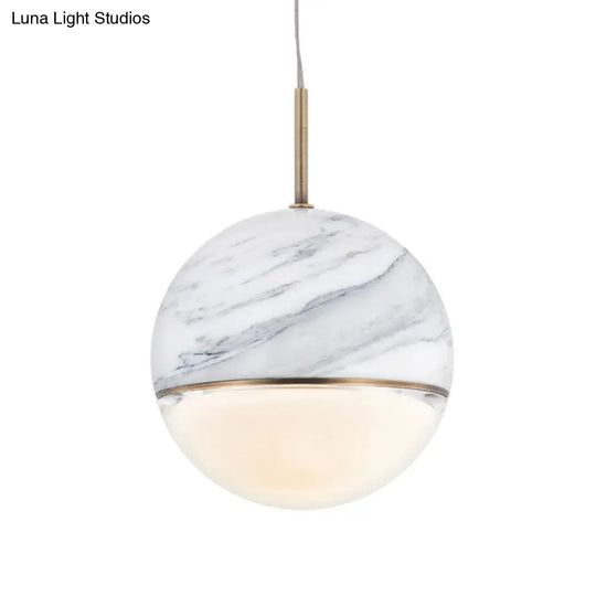 Led Marble Pendant Light Kit In Designer Black/White/Green For Living Room