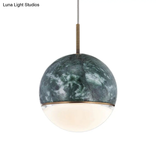 Led Marble Pendant Light Kit In Designer Black/White/Green For Living Room