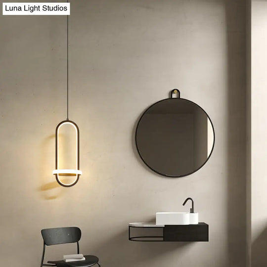 Modern Led Metal Bedside Pendant Chandelier With Halo Ring