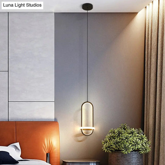 Modern Led Metal Bedside Pendant Chandelier With Halo Ring