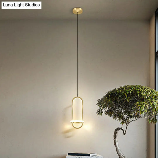 Modern Led Metal Bedside Pendant Chandelier With Halo Ring