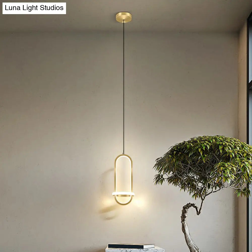 Led Metal Bedside Pendant Light With Halo Ring