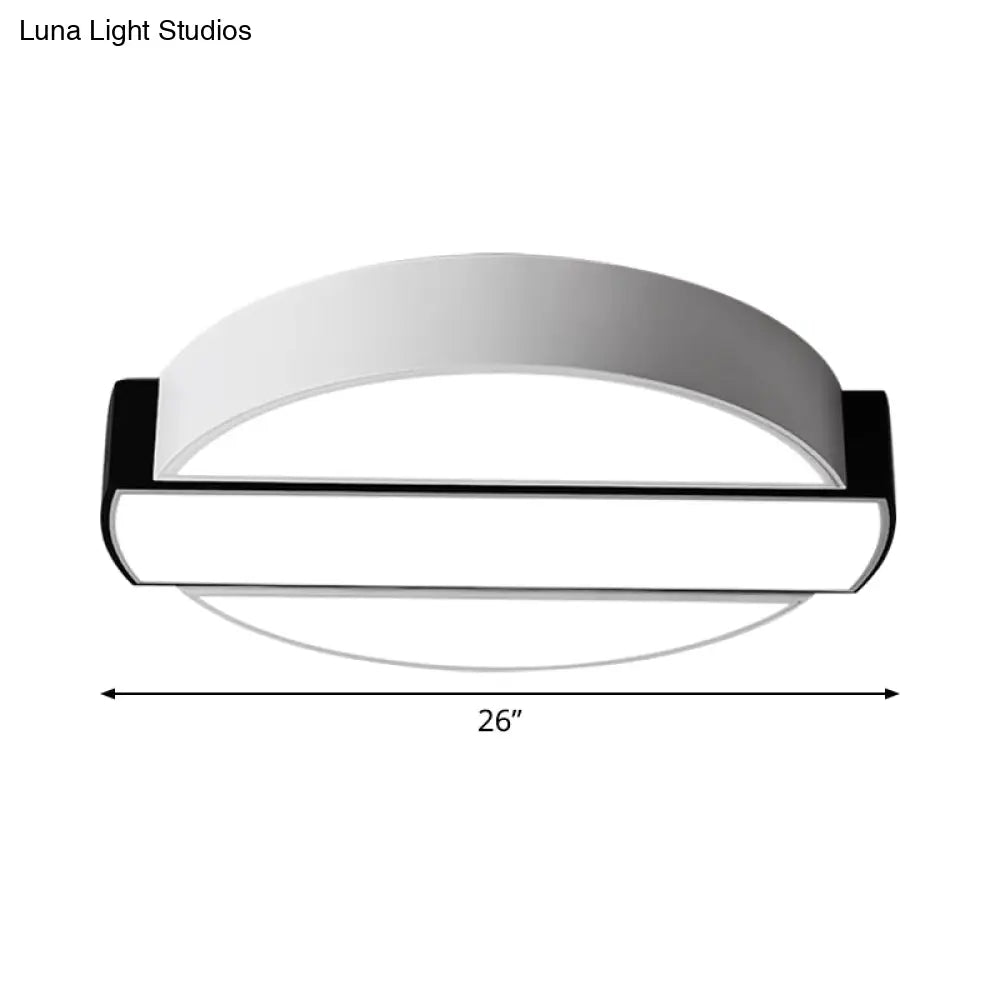 Led Metal Flush Mount Ceiling Light For Bedroom In Warm/White - Modern Round Design