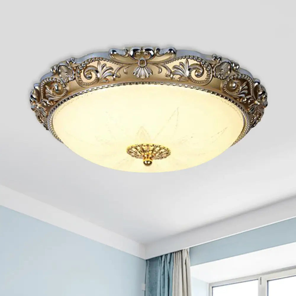 Led Milk Glass Brass Flushmount Ceiling Light - Traditional Style (12’/16’ Wide) / 12’