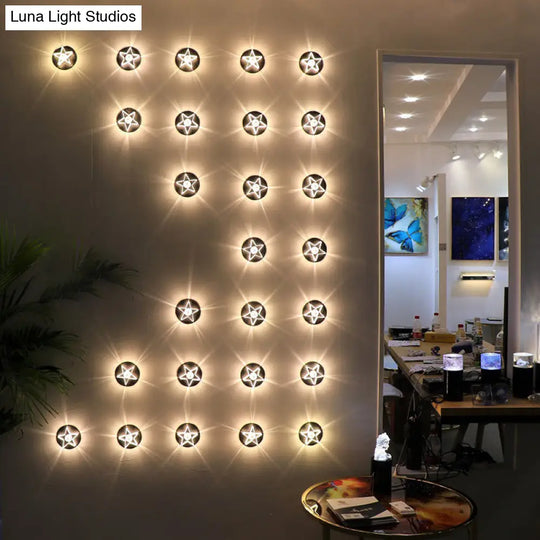 Led Mini Star Flush Mount Ceiling Lamp With Crystal Shade - Simplistic Lighting Solution