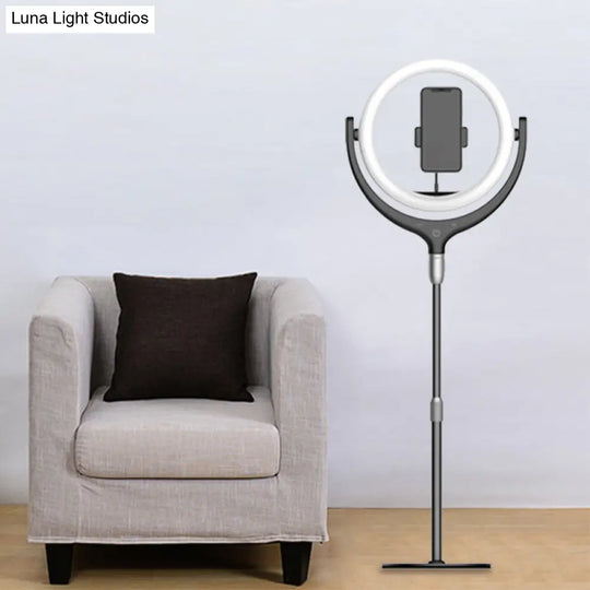 Led Mirror Lamp With Rotatable Ring Usb Live Fill And Metallic Shade - Modern Black/White Design