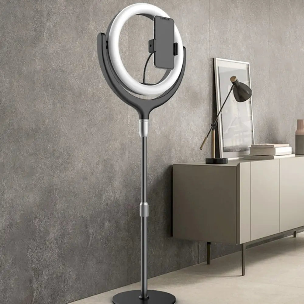 Led Mirror Lamp With Rotatable Ring Usb Live Fill And Metallic Shade - Modern Black/White Design